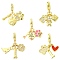 5Pcs 5 Styles Brass Micro Pave Clear Cubic Zirconia European Dangle Charms, Dog Large Hole Pendants with Enamel, Mixed Shapes, Mixed Color, Golden, 25~30.5mm, 1pc/style