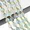 Natural Green Fluorite Beads Strands, Faceted, Oval, with Seed Beads, 8~9x6~8mm, Hole: 1~1.2mm, about 17~19pcs/strand, 7.09~7.87 inch(18~20cm)