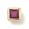 Square Brass Micro Pave Cubic Zirconia Cabochons, Rack Plating, Long-Lasting Plated, Lead Free & Cadmium Free, Real 18K Gold Plated, Hot Pink, 5x5x3.5mm