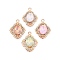 Alloy Glass Pendants, with Rhinestone, Cadmium Free & Lead Free, Rhombus Charms, Mixed Color, 22.5x17.5x6mm, Hole: 1.6mm
