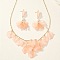 Petal Resin Charm & Alloy Pendant Necklaces & Stud Dangle Earring Sets, Golden, Light Salmon, 400mm