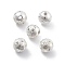 Alloy Hollow Beads, Round with Flower, Cadmium Free & Lead Free, Silver, 8x7~8mm, Hole: 1.5~2mm