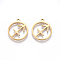 201 Stainless Steel Pendants, Manual Polishing, Ring with Twelve Constellations, Golden, Sagittarius, 18x16x1.5mm, Hole: 1.6mm