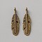 Tibetan Style Alloy Pendants, Feather, Antique Bronze, 28x7x4mm, Hole: 1.8mm