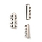 Non-Tarnish 4-Strands 304 Stainless Steel Slide Lock Clasps, Peyote Clasps, 8-Holes, Stainless Steel Color, 25x10x6.5mm, Hole: 1.5mm