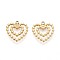 304 Stainless Steel Charms, Heart Charm, Real 14K Gold Plated, 15x15x2mm, Hole: 1.6mm