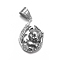 304 Stainless Steel Pendants, with Micro Pave Cubic Zirconia, Tiger, Clear, Antique Silver, 33x21.5x7.5mm, Hole: 9.5x7mm