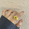 Retro Lovely Resin and Quartz Crystal Finger Rings, for Girls, Flower, Yellow, Inner Diameter: 18mm
