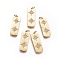 Brass Pendants, with Micro Pave Cubic Zirconia and Jump Rings, Rectangle with Star, Clear, Golden, 26x9x1.5mm, Hole: 3mm