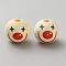 Wood European Beads, Round, Clown, Old Lace, 20.5x17.5mm, Hole: 5.5mm
