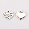 Wedding Theme Antique Silver Tone Tibetan Style Alloy Heart with Father of the Bride Rhinestone Charms, Cadmium Free & Lead Free, Crystal, 14x16x3mm, Hole: 2mm