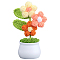 1Pc Hand Knitted Potted Plants Crochet Flower, Forget-me-not, with Plastic Vase, Coral, 80x58x140mm