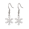 Non-Tarnish Hollow Christmas Snowflake 201 Stainless Steel Dangle Earrings for Women, Stainless Steel Color, 35x12.8mm
