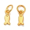 925 Sterling Silver Charms, Golden, with Jump Rings and 925 Stamp, Fish, 9.5x4x1mm, Hole: 3.5mm