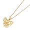 201 Stainless Steel Cable Chain Necklaces, Brass Micro Pave Clear Cubic Zirconia Pendant Necklaces, Bowknot, Real 18K Gold Plated, 16.02 inch(40.7cm)
