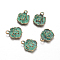 Flower Alloy Pendants, Nickel Free, Antique Bronze & Green Patina, 16x12.5x5mm, Hole: 2mm