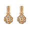 2Pcs Alloy Interlocking Clasps, Hook Clasps, with Rhinestone, Flower, Golden, 81mm