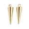 Brass Pendants, Cone Charms, Lead Free & Cadmium Free, Long-Lasting Plated, Rack Plating, Real 18K Gold Plated, 16x5mm, Hole: 1.5mm