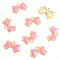 Alloy Enamel Pendants, Bowknot Charm, Golden, Pink, 9.7x15.3mm