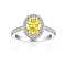 925 Sterling Silver Micro Pave Cubic Zirconia Plain Band Rings, Real Platinum Plated, Oval, Yellow, Inner Diameter: 17mm