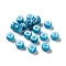 Spray Painted ABS Plastic European Beads, Large Hole Beads, Round, Deep Sky Blue, 9x6mm, Hole: 4mm, about 1600pcs/500g