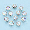 Sew on Rhinestone Montee Beads, with Brass Prong Settings, Garments Accessories, Flat Round, Crystal AB, 4.1x3.5~3.9mm, Hole: 0.7~0.9mm, about 1440pcs/bag