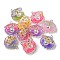 Luminous Transparent Resin Pendants, Glow in the Dark Shell with Pearl Shape Charms with Star Paillettes and Platinum Plated Iron Loops, Mixed Color, 23~24.5x21.5~23x16~17.5mm, Hole: 2mm