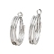 202 Stainless Steel Triple Hoop Earrings, with 304 Stainless Steel Pins, Stainless Steel Color, 6x30mm