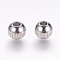 Tarnish Resistant 201 Stainless Steel Beads, Round with Vertical Stripes, Stainless Steel Color, 6x5mm, Hole: 2.5mm