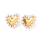 304 Stainless Steel Stud Earring, with Plastic Imitation Pearl Bead, Heart, Real 18K Gold Plated, 28x30mm