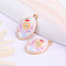 Alloy Enamel Pendants, Golden, Oval Charm, Sun, 28x17mm