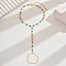 Elegant Brass & Plastic Round Beads Link Chain Toe Ring Anklets for Women, Perfect for Beach Vacation, Golden, Turquoise, 9-1/2 inch(240mm)