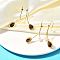 Natural Pearl Dangle Earring, with Brass Finding, Glass and 925 Sterling Silver Pin, Real 14K Gold Plated, 44.5x23mm