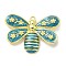Rack Plating Brass Enamel Pendants, Long-Lasting Plated, Lead Free & Cadmium Free, Insect Charms, Real 18K Gold Plated, Turquoise, 18x25.5x3.8mm, Hole: 1.5mm