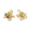 Rack Plating Eco-Friendly Brass Micro Pave Cubic Zirconia Pendants, with Jump Ring, Long-Lasting Plated, Lead Free & Cadmium Free, Sea Turtle Charm, Real 18K Gold Plated, 21x21x5mm, Hole: 3.5mm