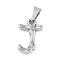 Non-Tarnish 304 Stainless Steel Pendants, Bamboo Style, Stainless Steel Color, Letter.J, 18x11.5x3mm, Hole: 3x7mm
