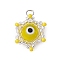 Beaded Star Eye Charms, Loom Pattern Glass Seed Beads Pendants, with Lampwork, Jump Rings, Yellow, 17.5x15.5x8.5mm, Hole: 2.5mm