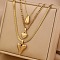304 Stainless Steel Pendant 3 Layer Necklaces for Women, Real 18K Gold Plated, Teardrop & Heart, 17.72 inch(45cm) and 23.62 inch(60cm), 3pcs/set