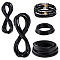 4 Styles Braided Cowhide Leather Cord, Leather Cord and Waxed Polyester Cord, Round and Flat, Black, 1~6mm