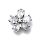 Brass Micro Pave Cubic Zirconia Pendants, Cadmium Free & Nickel Free & Lead Free, Flower Charms, Platinum, 16x15x2mm, Hole: 1.2mm