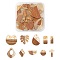 20Pcs 10 Style Resin & Walnut Wood Pendants, with Foil, Waxed, Mixed Color, 14~36x9~37x3~4mm, Hole: 1.8~2mm, 2pcs/style