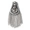 Iron Fashion Tassel Epaulette, Flower Shoulder Badge, with Alloy Findings, Platinum, 185x70x8mm