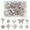 Alloy Rhinestone Pendants, Mixed Shapes, Platinum, Crystal, 68x52x11mm, 20pcs/box