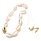304 Stainless Steel & Natural Cowrie Shell Beaded Necklaces for Women, White, Golden, 16.34 inch(41.5cm)