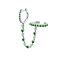 Brass Cubic Zirconia Hoop Earrings, Chain Charm, Platinum, Green, 55x10mm