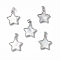 Brass Pendants, with Freshwater Shell, Nickel Free, Star Charm, Platinum, 16.5x15x3mm, Hole: 3.5x2mm