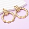 304 Stainless Steel Bamboo Stud Earrings, Ion Plating(IP), Real 18K Gold Plated, 57x46.5mm