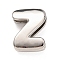 Brass Beads, Long-Lasting Plated, Rack Plating, Lead Free & Cadmium Free, Platinum, Letter Z, 21x15x6.5mm, Hole: 18x4mm