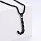 Stylish Stainless Steel Initial Pendant Necklaces, Black, Letter J