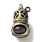 Brass Pendants, with Cat Eye, Cadmium Free & Lead Free, Gourd, Purple, 23x12.5x11.5mm, Hole: 1.8mm
